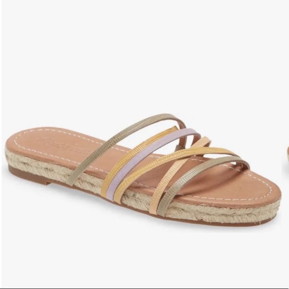 MADEWELL STRAPPY LEATHER COLOR ESPADRILLE PLATFORM SLIDE SANDAL